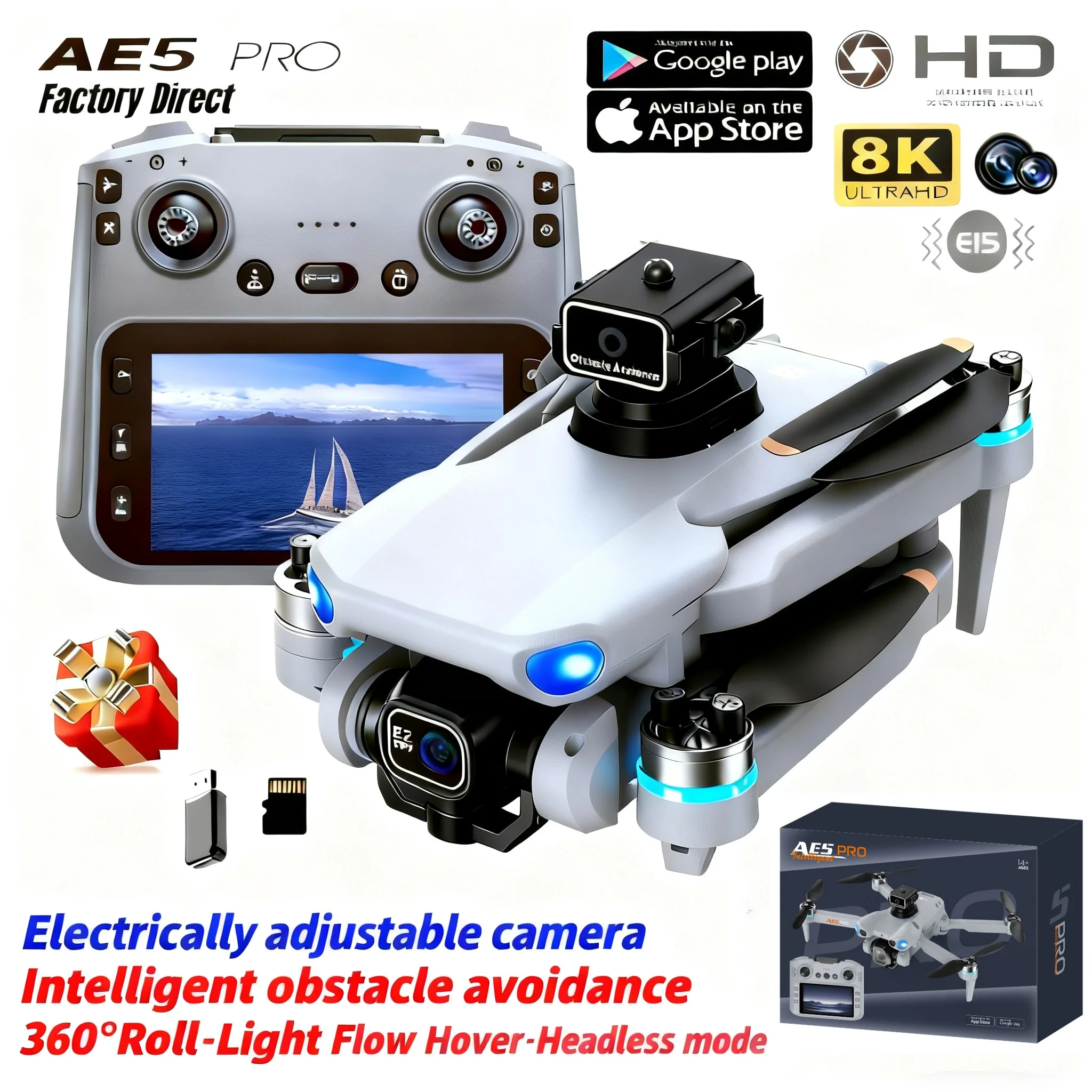 Drone Video Production - AE5 Pro Drohne 8K HD 4,5-Zoll-Bildschirm-Steuerung