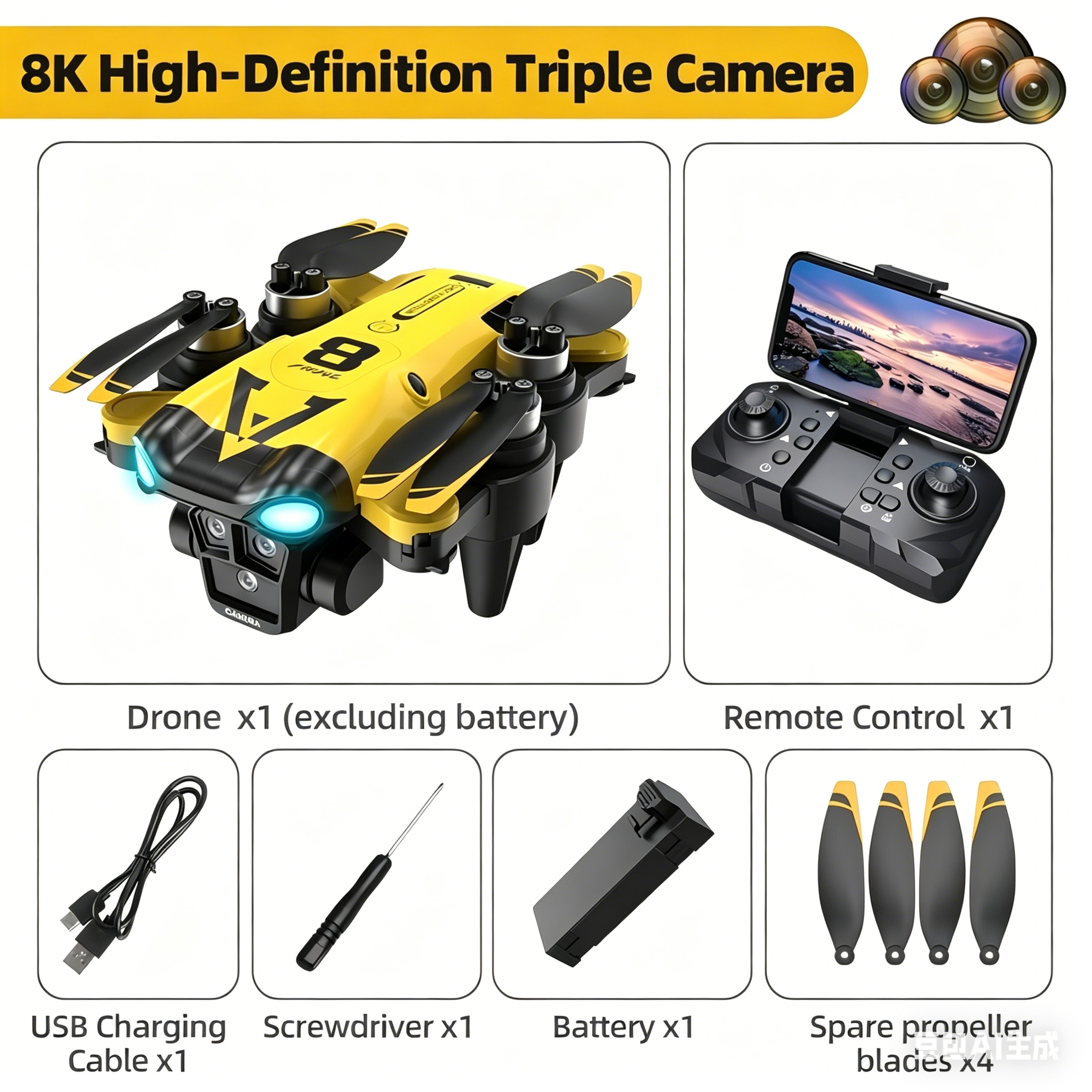 Neuer Quadcopter mit drei Kame – Drone Aerial Photography Bewertung und Preis